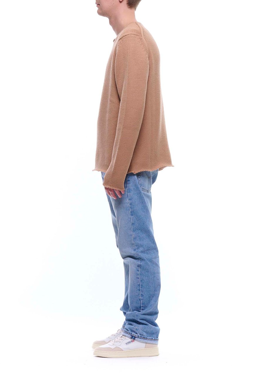 Del Carlo Textured Knit Beige Round Neck Sweater Neutraal