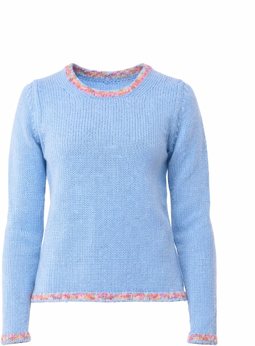Del Carlo Light Blue Round-Neck Wool Sweater Blauw
