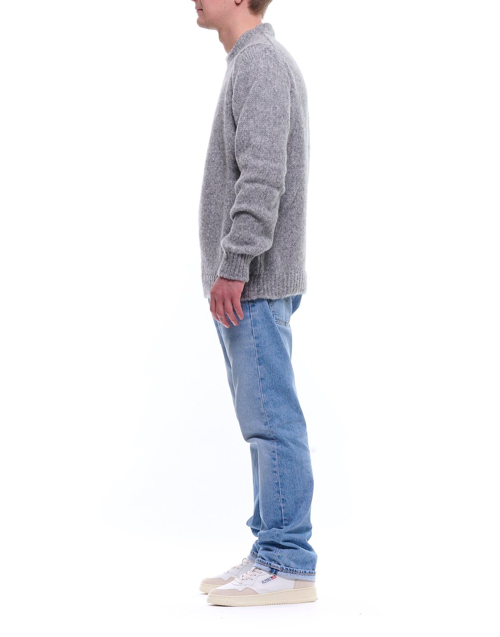 Del Carlo Men’S Grey Wool-Blend Crewneck Sweater Grijs