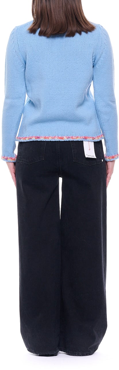 Del Carlo Light Blue Round-Neck Wool Sweater Blauw