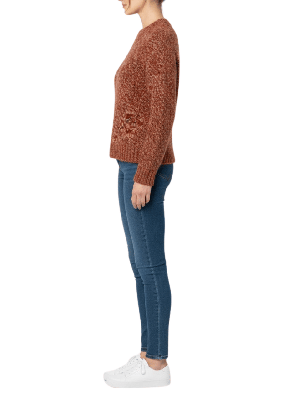 Del Carlo Chunky Knit Merino-Alpaca Crewneck Sweater Rood