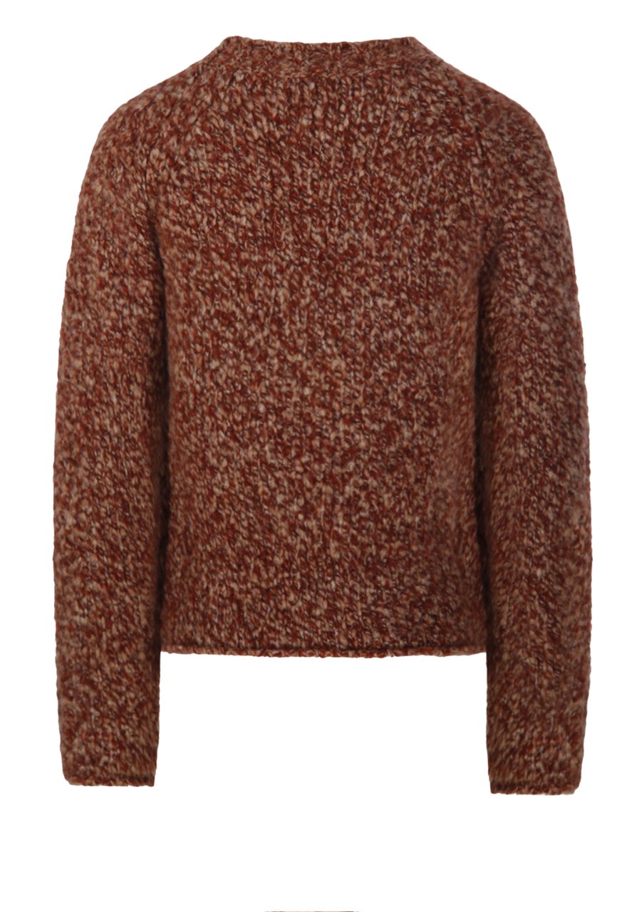 Del Carlo Chunky Knit Merino-Alpaca Crewneck Sweater Rood