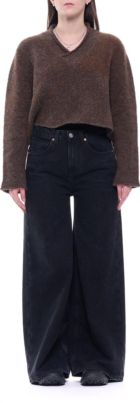 Del Carlo Boxy Alpaca-Blend Sweater With V-Neckline Grijs