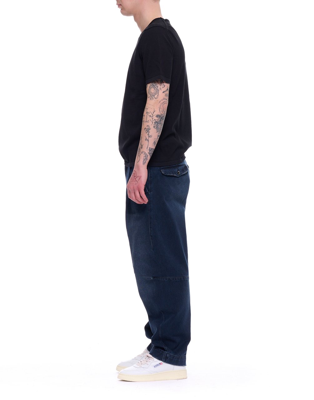 Del Carlo Round Neck Black Cotton T-Shirt Zwart