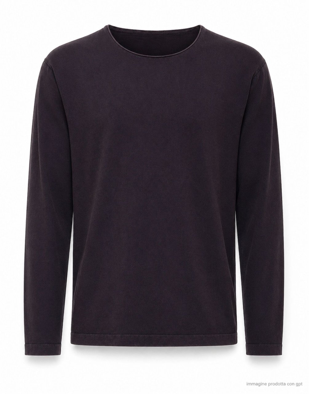 Del Carlo Dark Brown Lightweight Cotton Long Sleeve Top Zwart