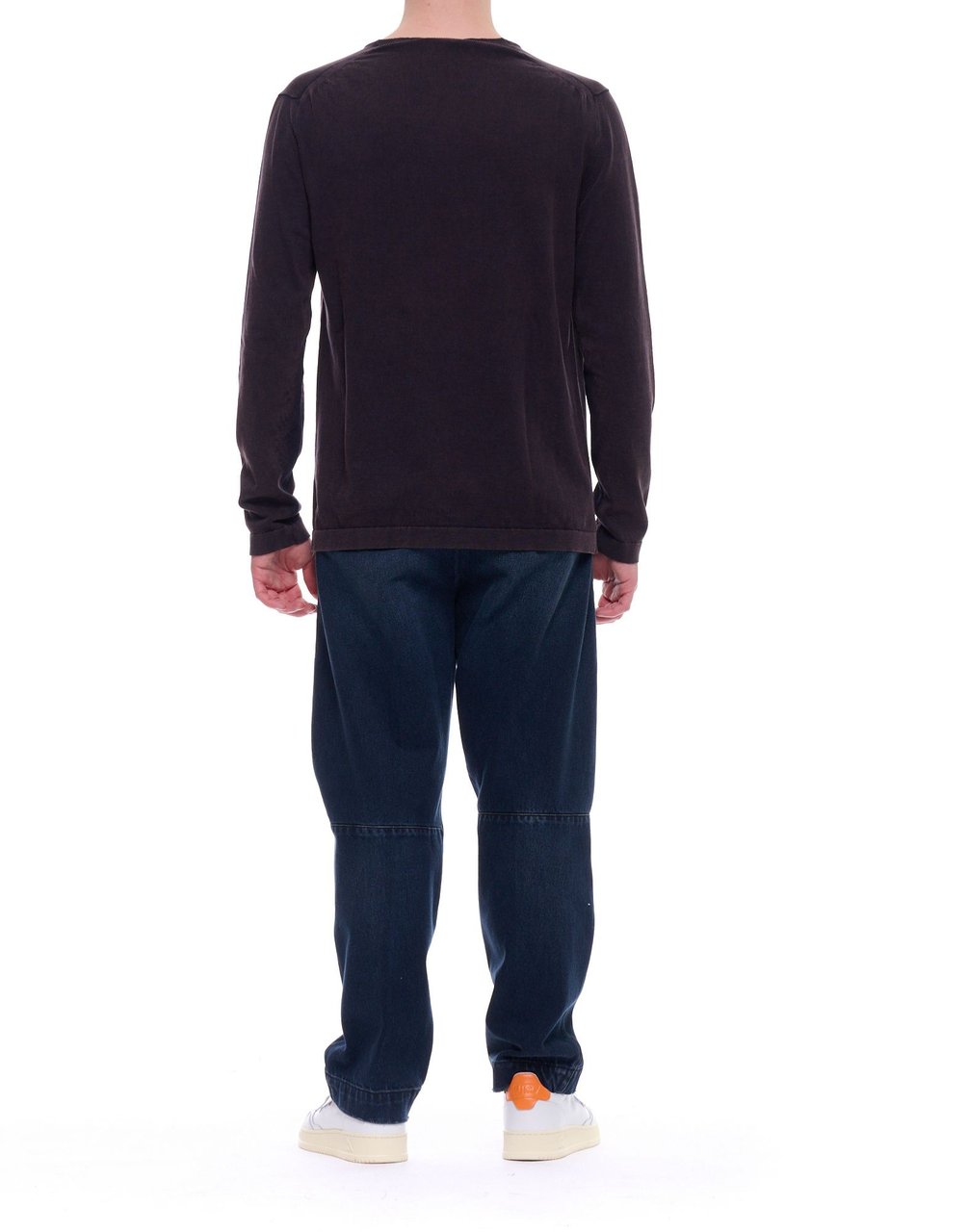 Del Carlo Dark Brown Lightweight Cotton Long Sleeve Top Zwart