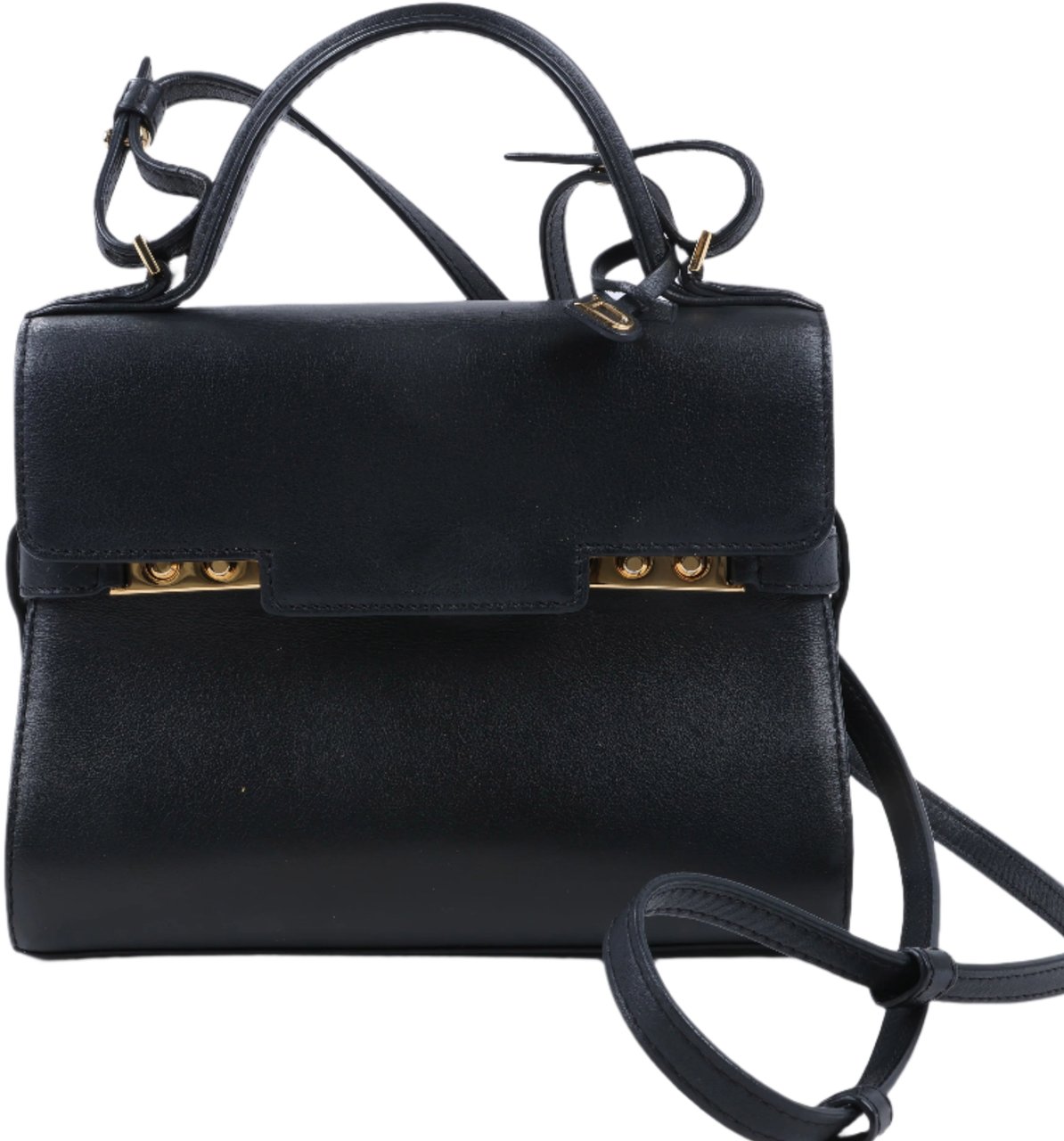 Delvaux Delvaux Tempête PM Leather 2Way Handbag in Black Zwart