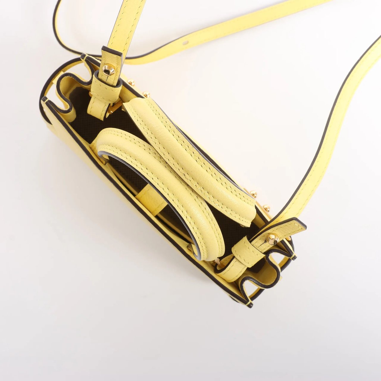 Delvaux Tempête PM Leather 2Way Crossbody Bag in Yellow Geel