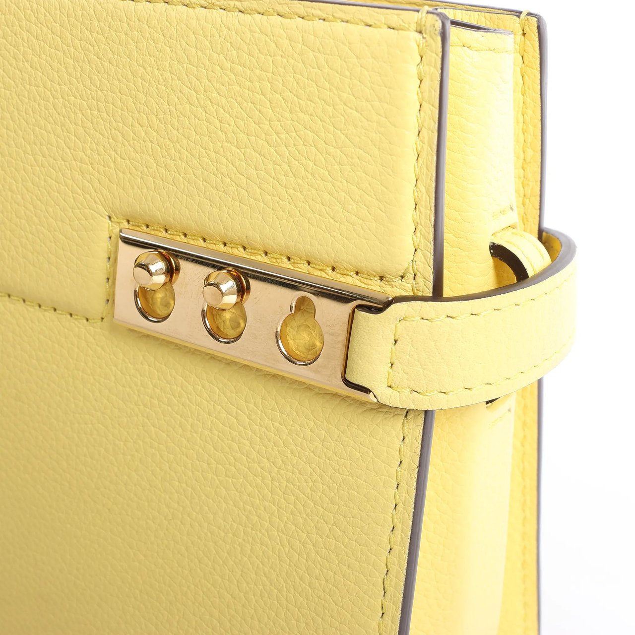Delvaux Tempête PM Leather 2Way Crossbody Bag in Yellow Geel