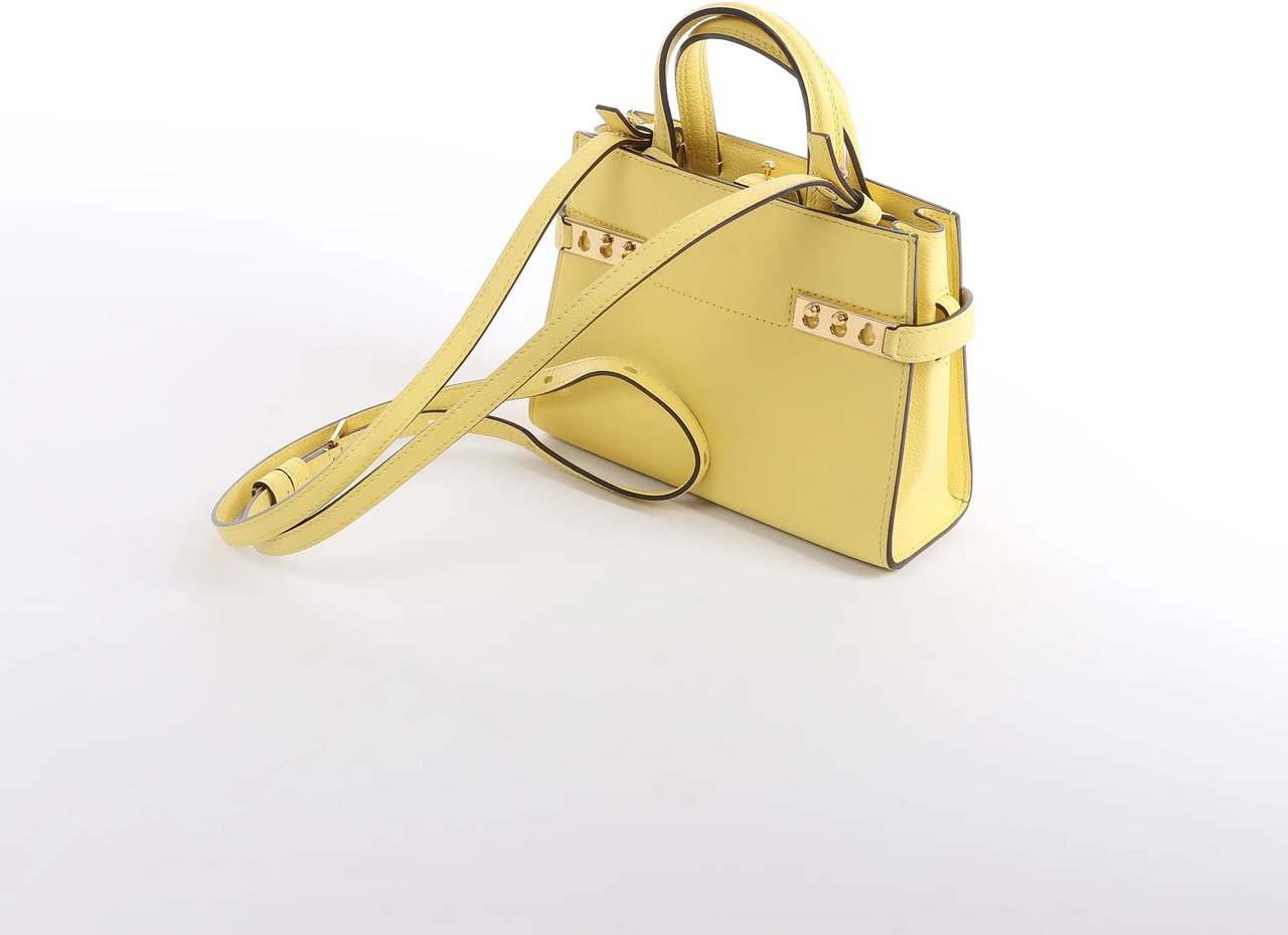 Delvaux Tempête PM Leather 2Way Crossbody Bag in Yellow Geel
