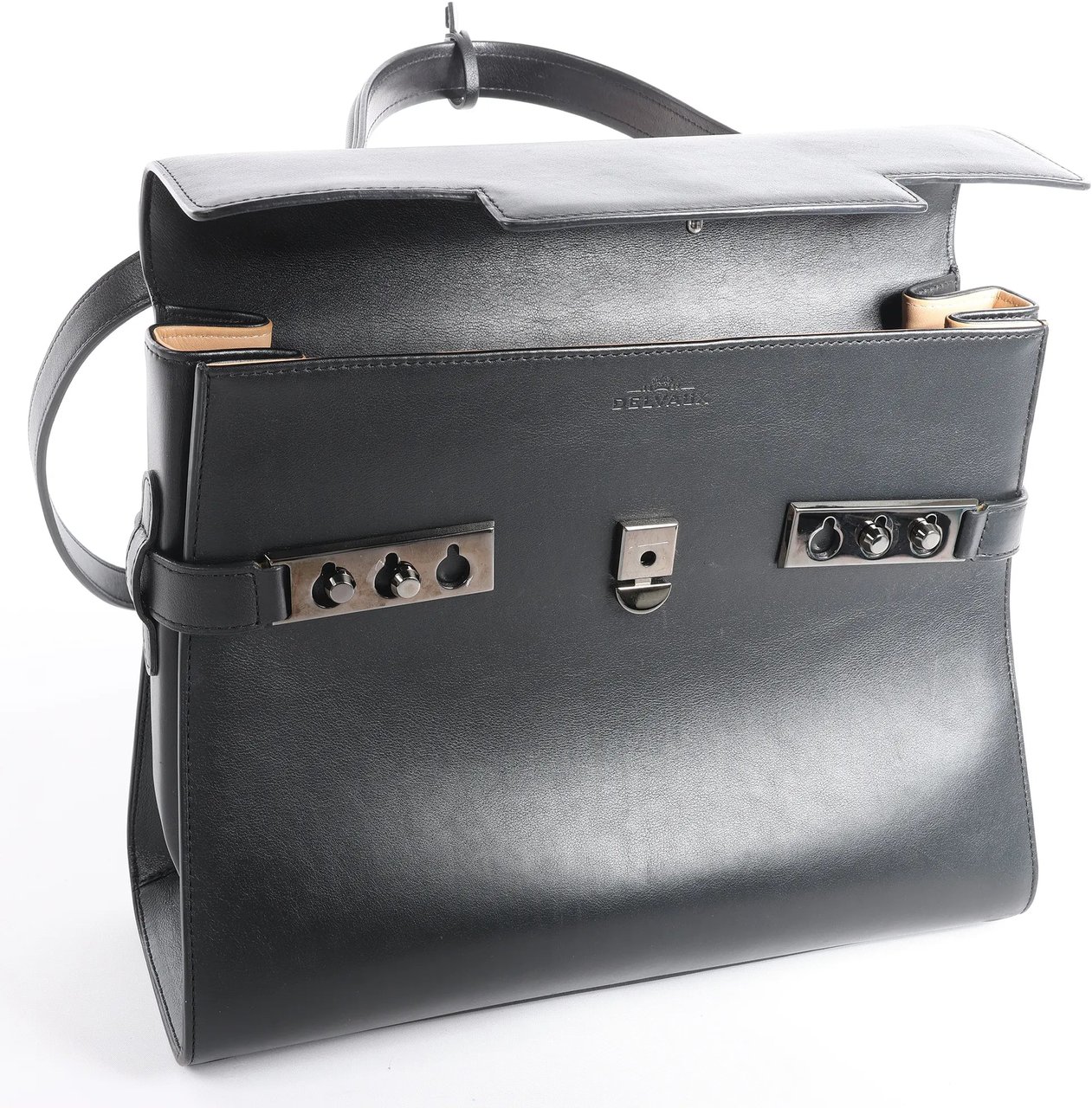 Delvaux Tempête GM Leather 2Way Handbag in Black Zwart