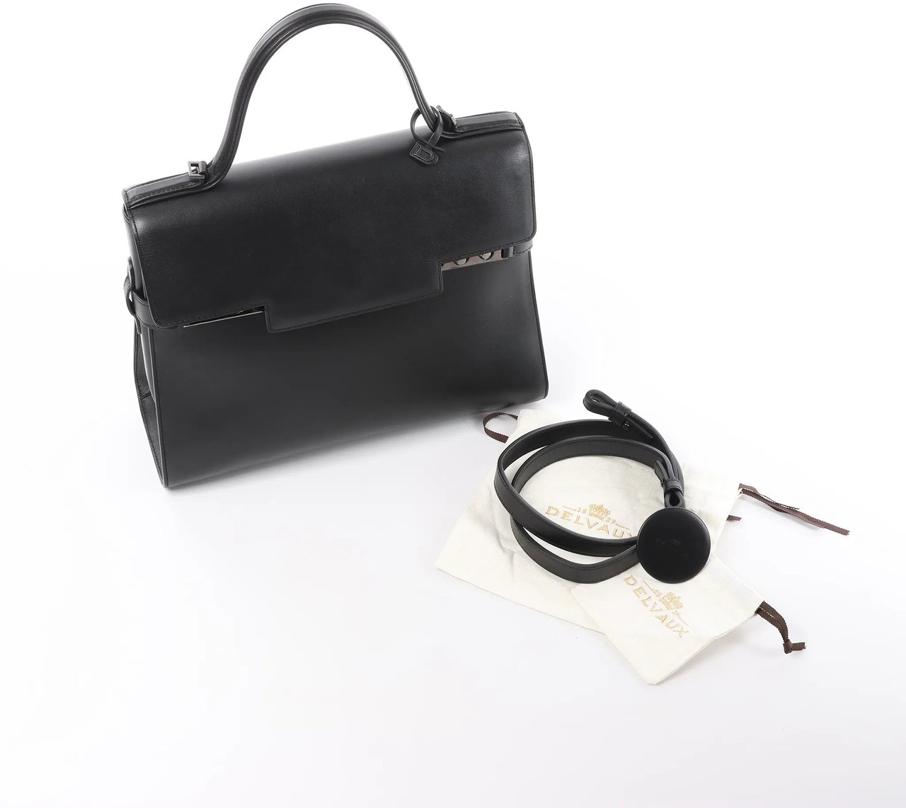 Delvaux Tempête GM Leather 2Way Handbag in Black Zwart