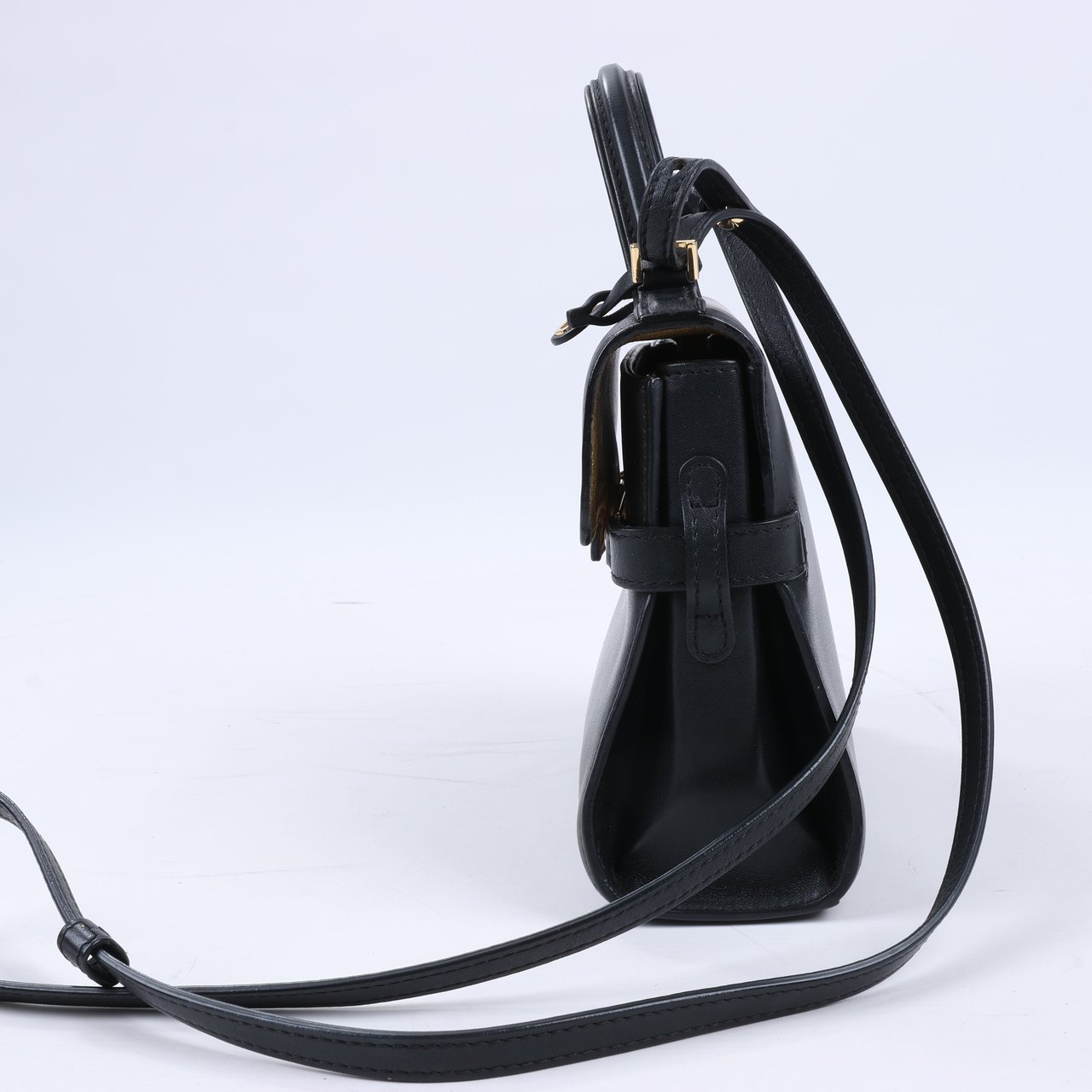 Delvaux Tempête PM Leather 2Way Crossbody Bags in Black Zwart