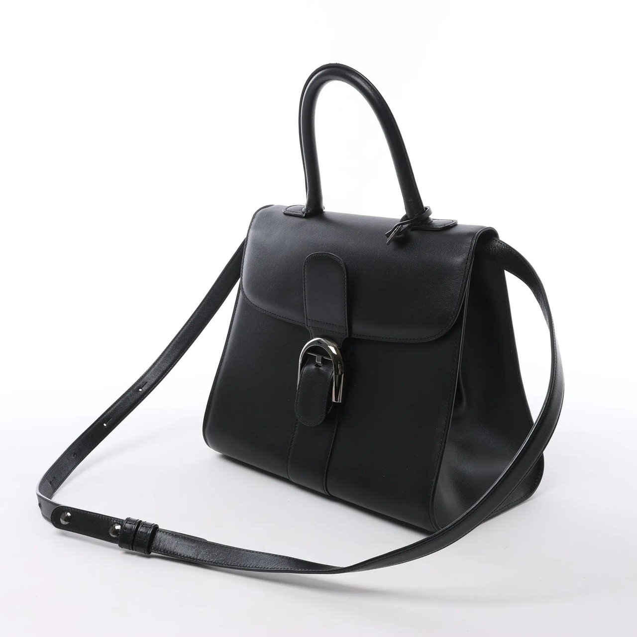 Delvaux Brillant MM Leather 2Way Handbag in Black Zwart