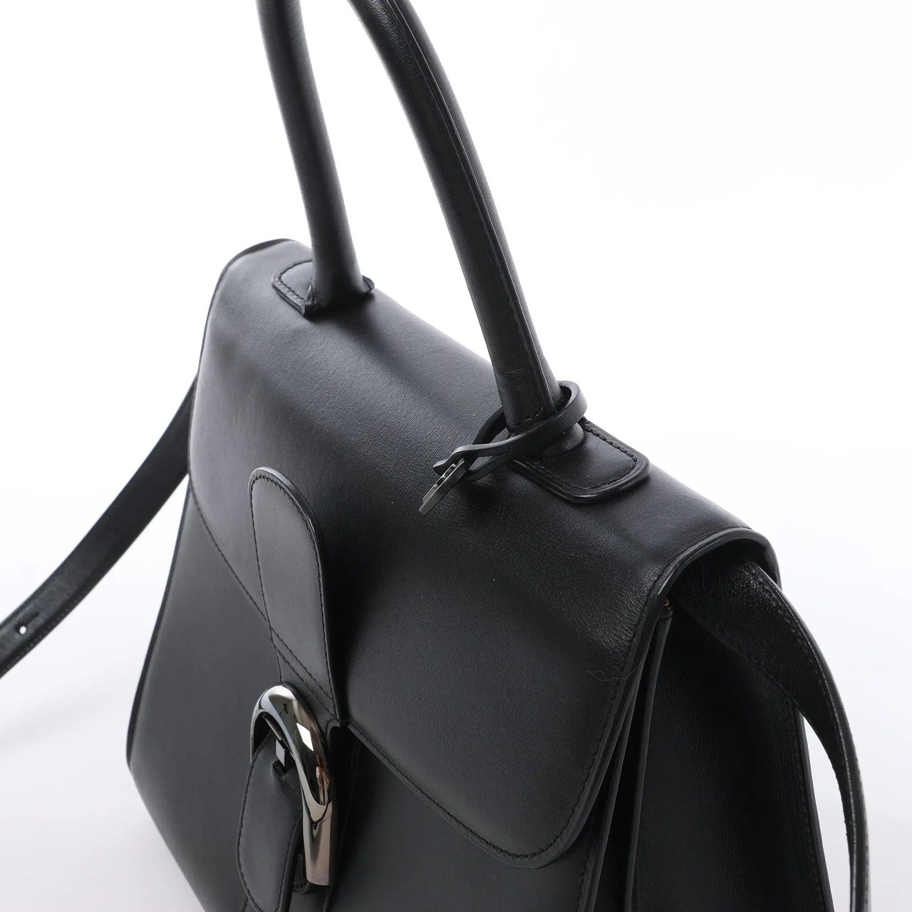 Delvaux Brillant MM Leather 2Way Handbag in Black Zwart