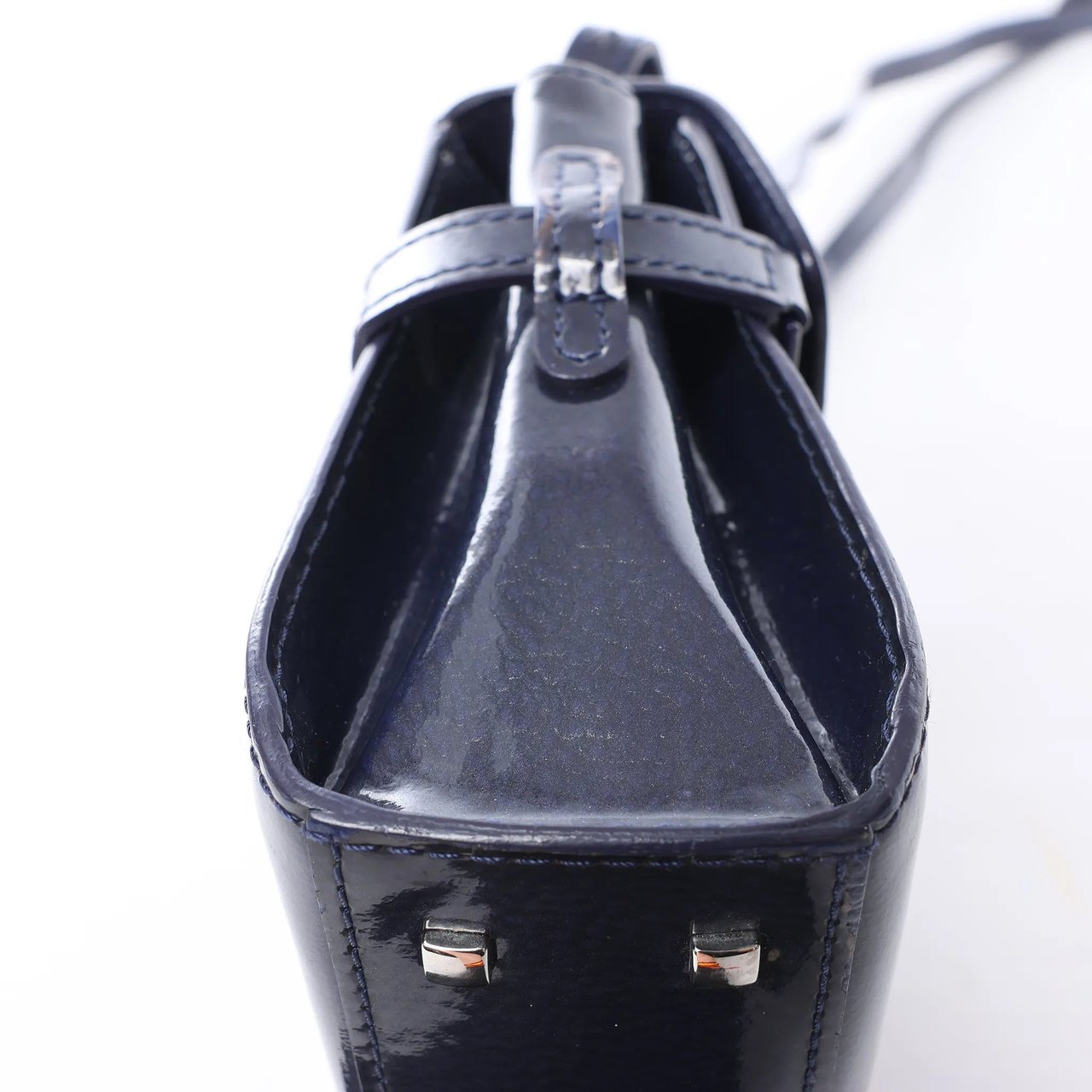Delvaux Tempête Mini Patent Leather 2Way Crossbody Bags in Navy Blue Blauw