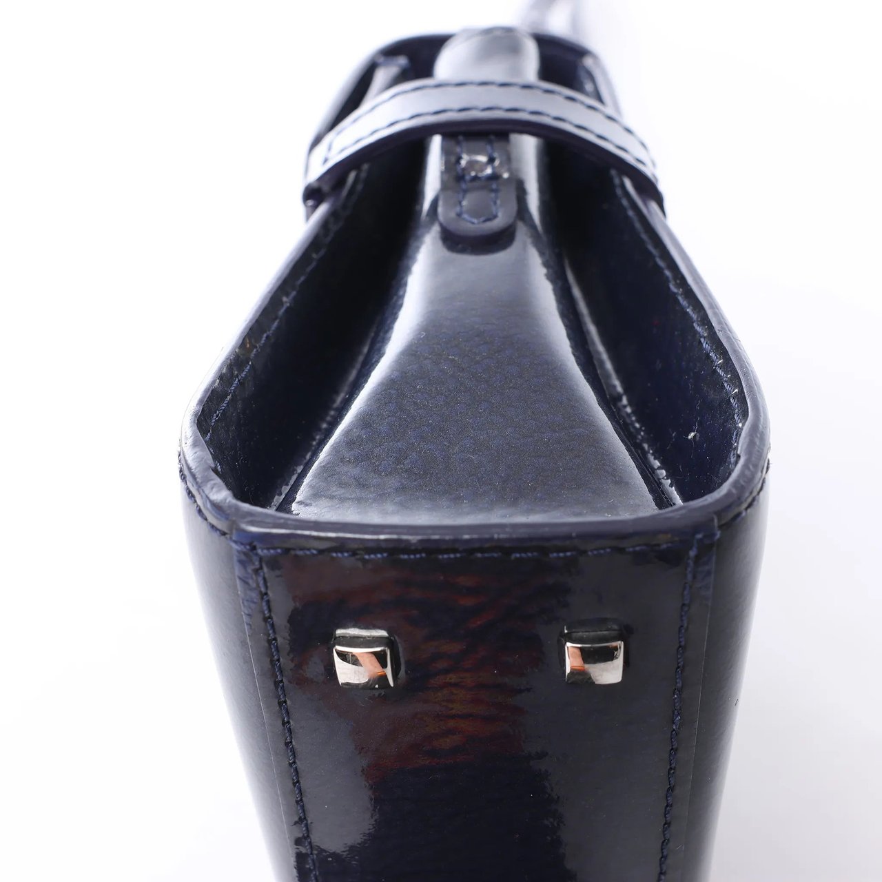 Delvaux Tempête Mini Patent Leather 2Way Crossbody Bags in Navy Blue Blauw