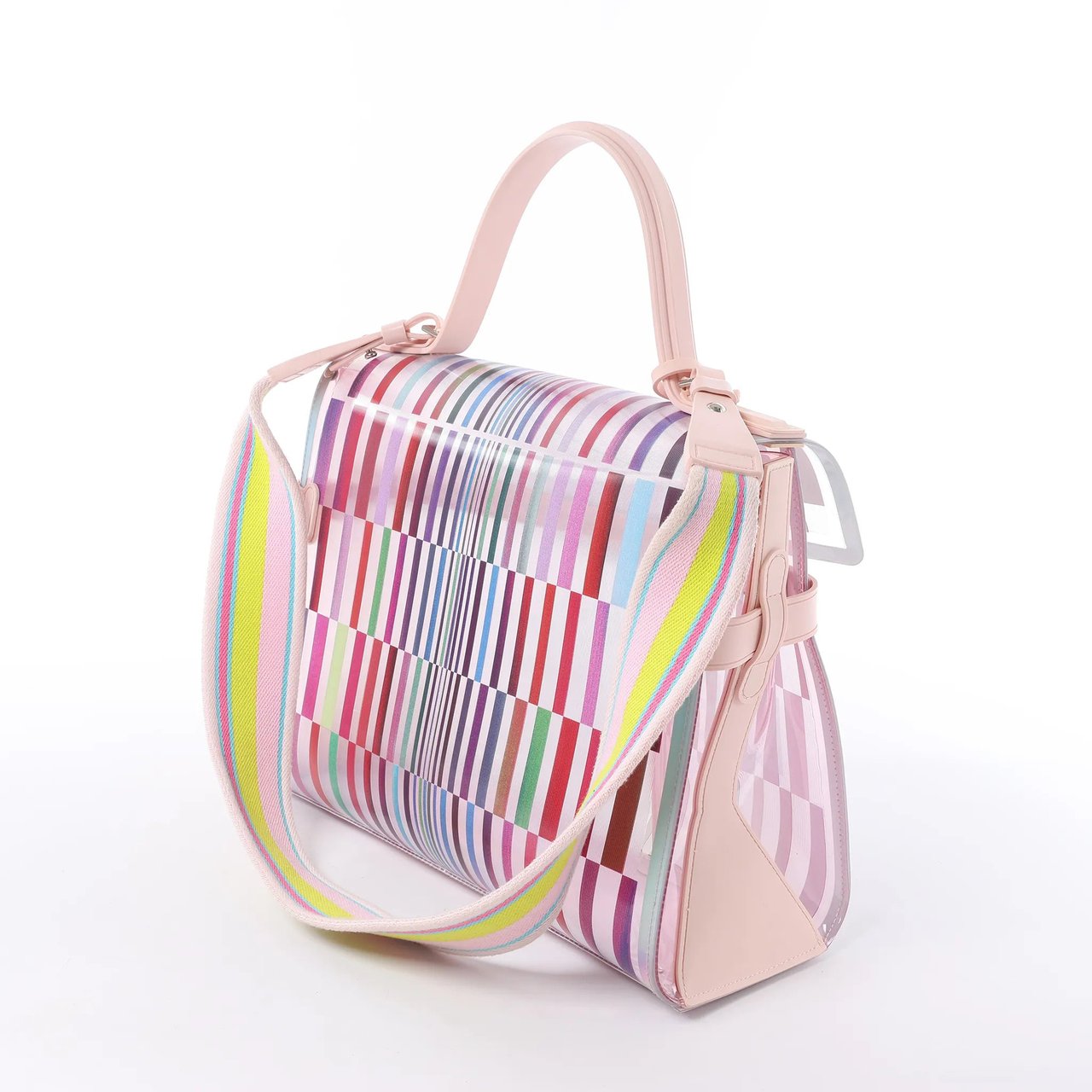 Delvaux Tempête GM Vinyl & Rubber 2Way Handbag in Pink Roze