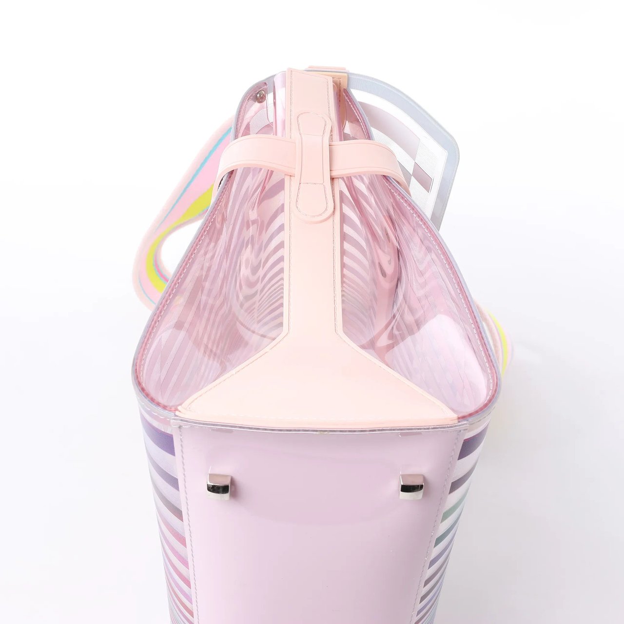 Delvaux Tempête GM Vinyl & Rubber 2Way Handbag in Pink Roze