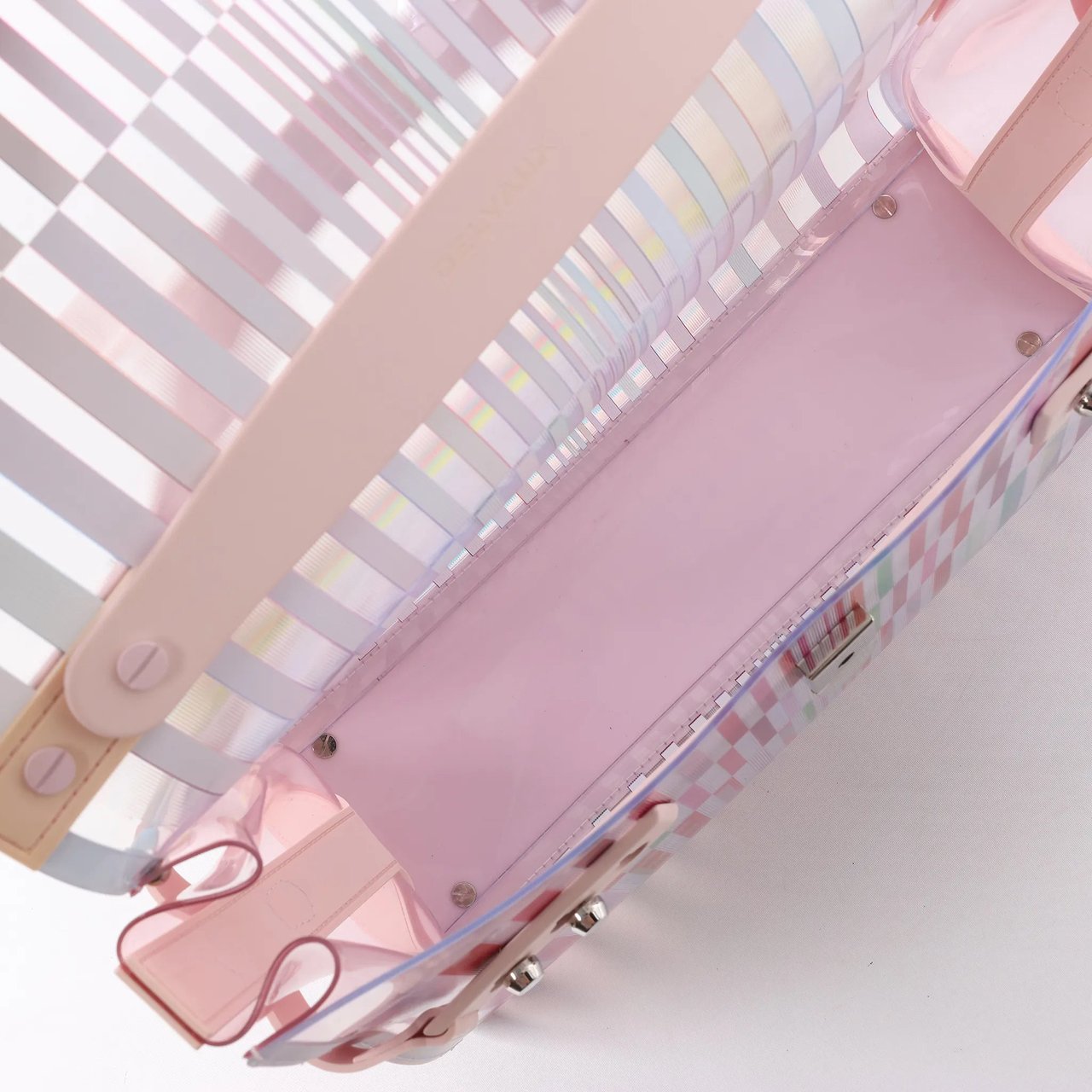 Delvaux Tempête GM Vinyl & Rubber 2Way Handbag in Pink Roze