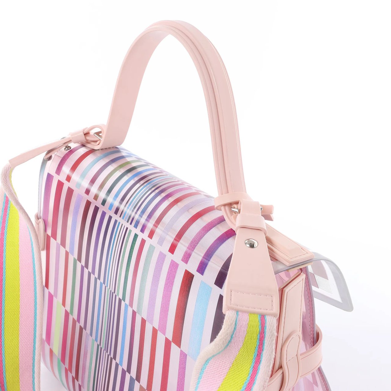 Delvaux Tempête GM Vinyl & Rubber 2Way Handbag in Pink Roze