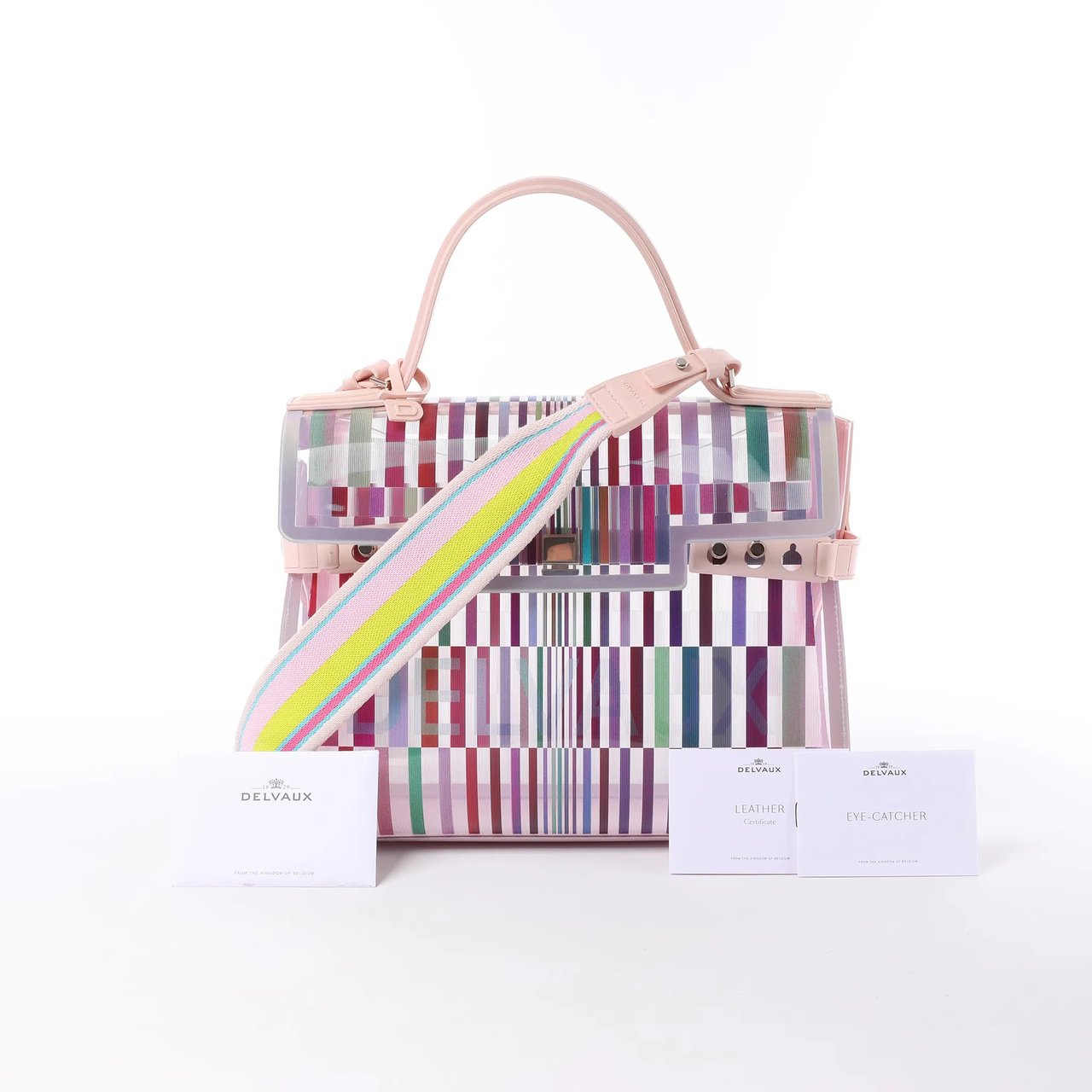 Delvaux Tempête GM Vinyl & Rubber 2Way Handbag in Pink Roze