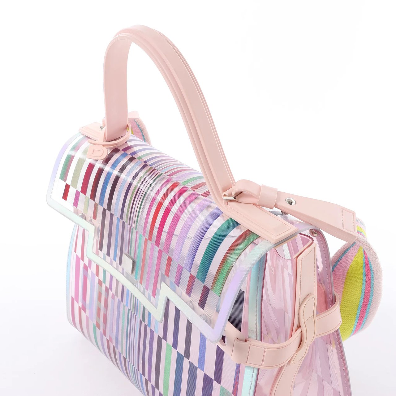 Delvaux Tempête GM Vinyl & Rubber 2Way Handbag in Pink Roze