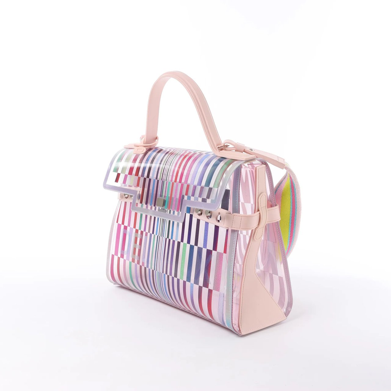 Delvaux Tempête GM Vinyl & Rubber 2Way Handbag in Pink Roze