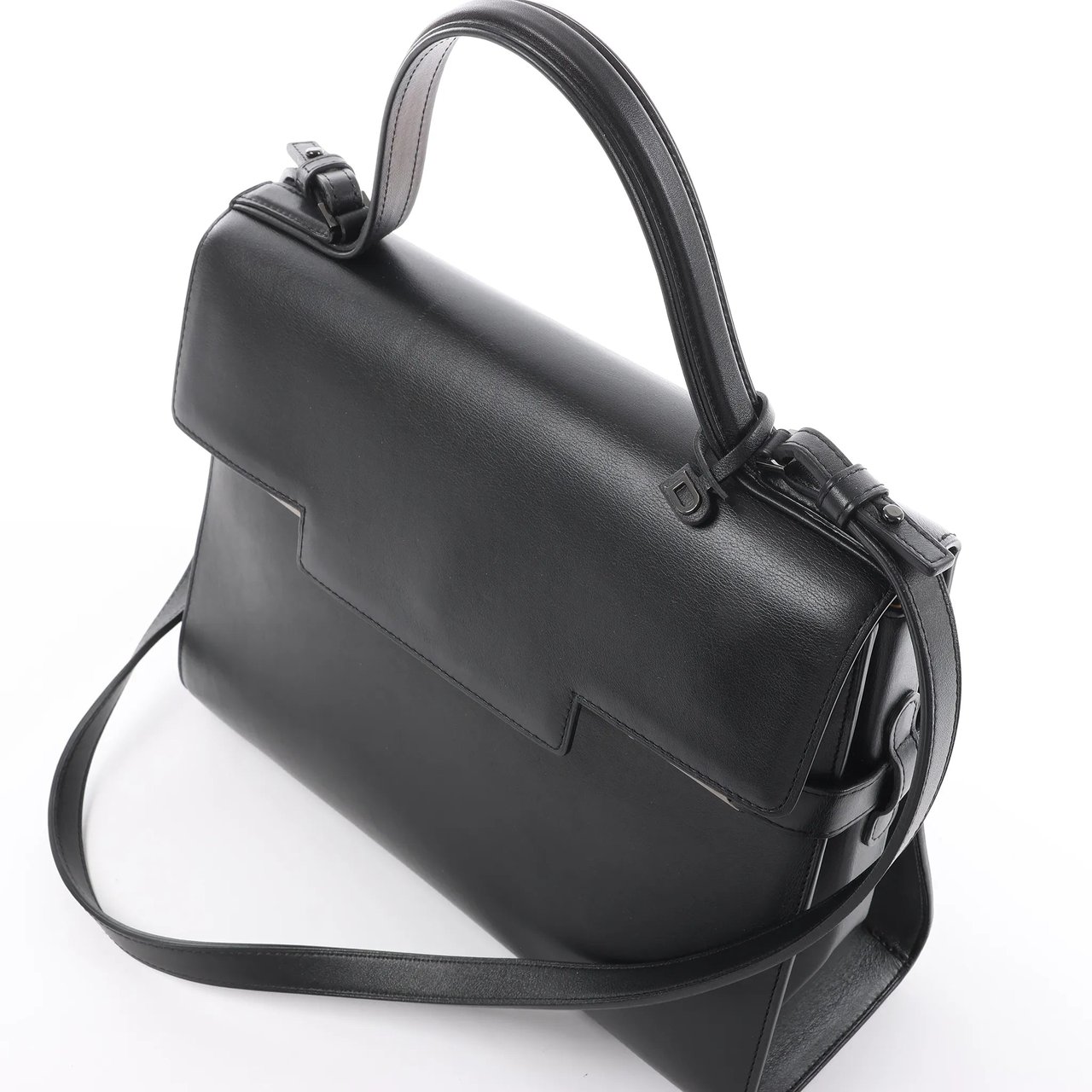 Delvaux Tempête GM Leather 2Way Handbag in Black Zwart