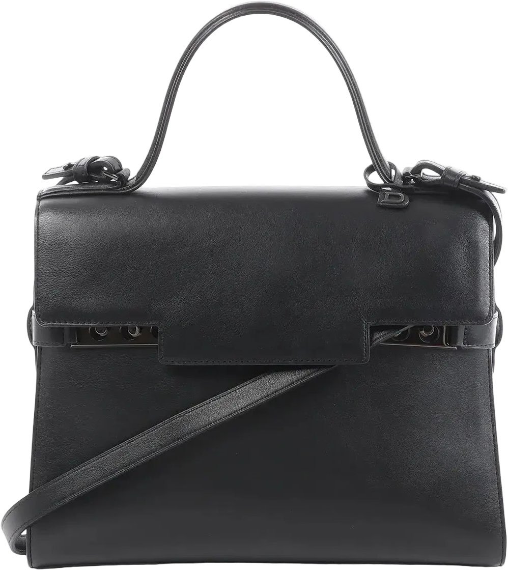 Delvaux Tempête GM Leather 2Way Handbag in Black Zwart
