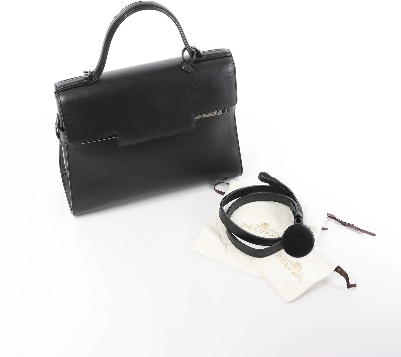 Delvaux Tempête GM Leather 2Way Handbag in Black Zwart