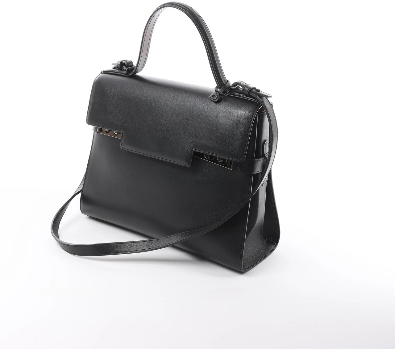 Delvaux Tempête GM Leather 2Way Handbag in Black Zwart