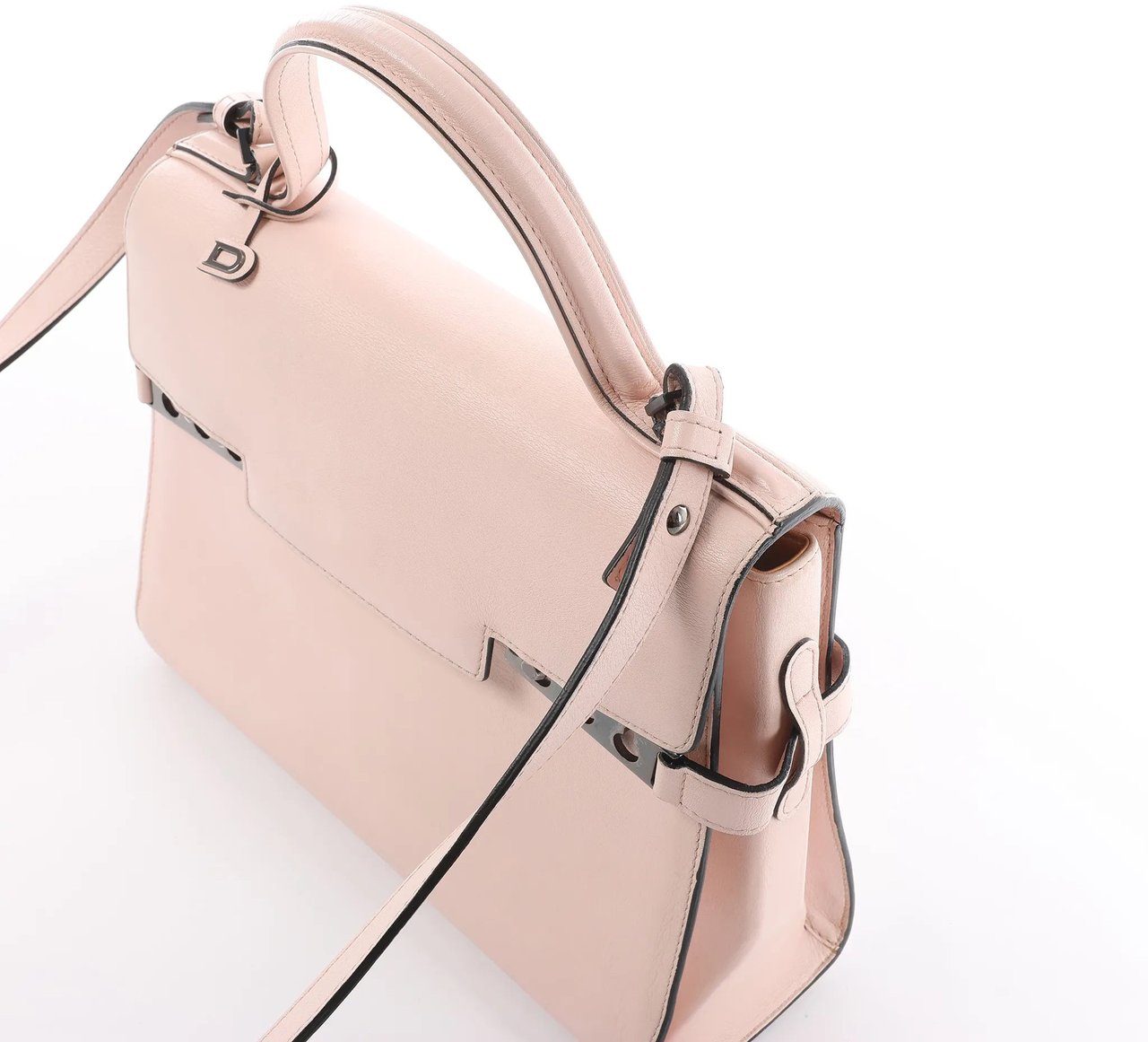 Delvaux Tempête MM Leather 2Way Handbag in Pink Roze