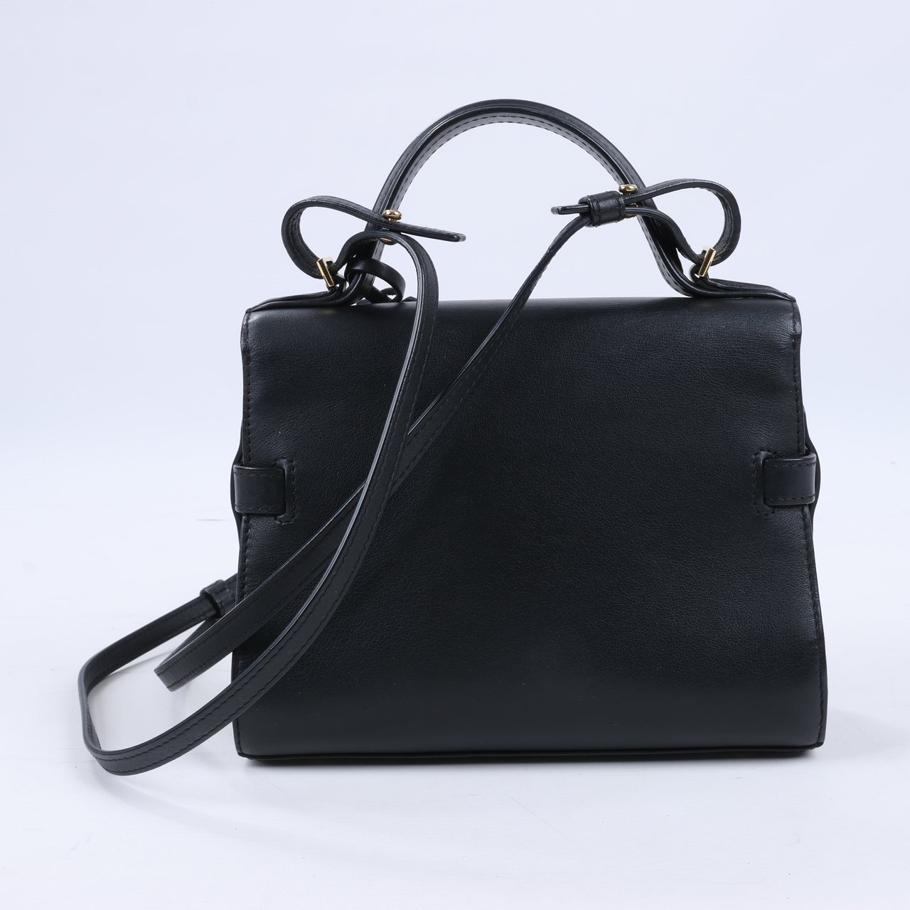 Delvaux Tempête PM Leather 2Way Crossbody Bags in Black Zwart