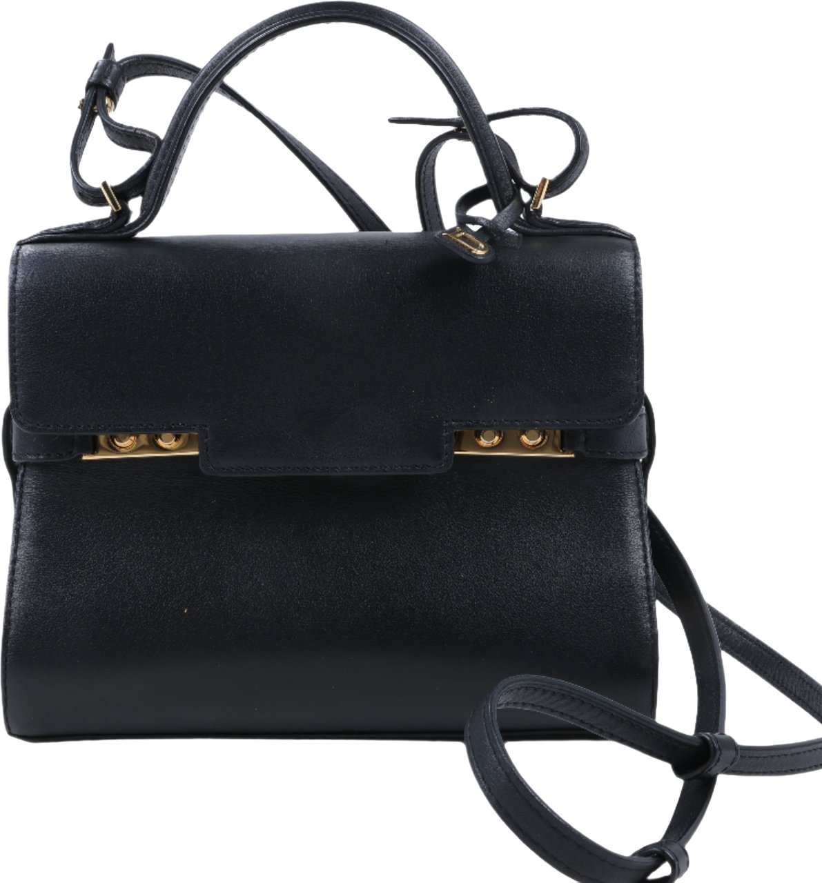 Delvaux Tempête PM Leather 2Way Crossbody Bags in Black Zwart