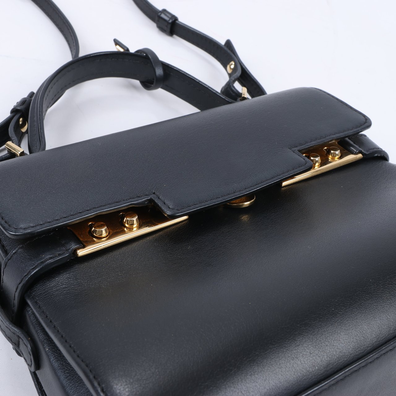 Delvaux Tempête PM Leather 2Way Crossbody Bags in Black Zwart