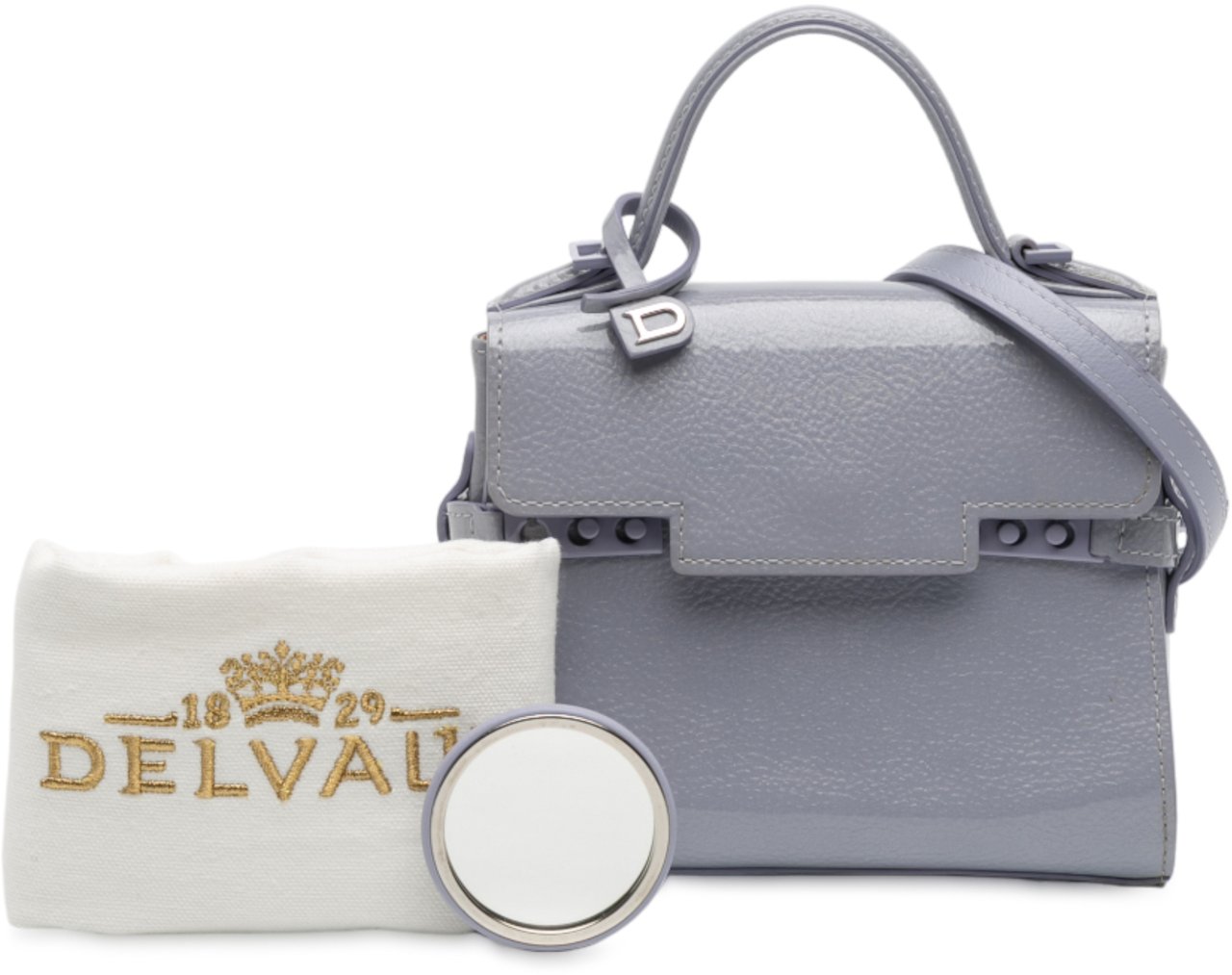 Delvaux Micro Patent Tempete Satchel Paars