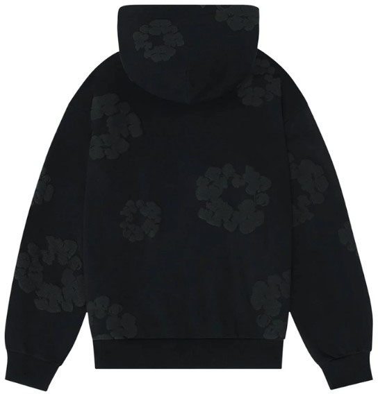 Denim Tears Hoodie Denim Tears The Cotton Wreath Black Monochrome Zwart
