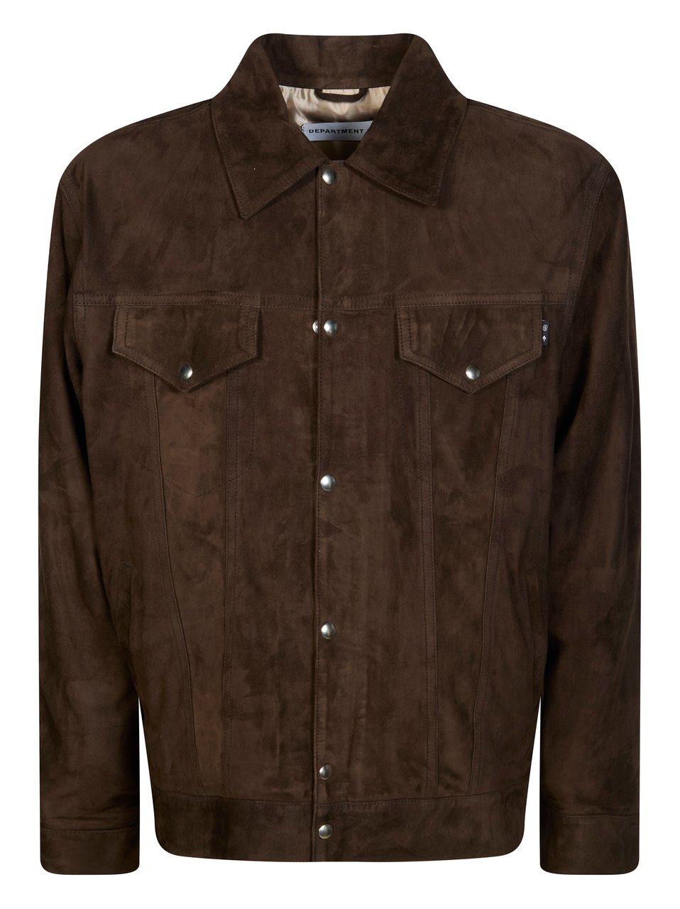DEPARTMENT5 Brown Suede Boxy Snap Jacket Zwart