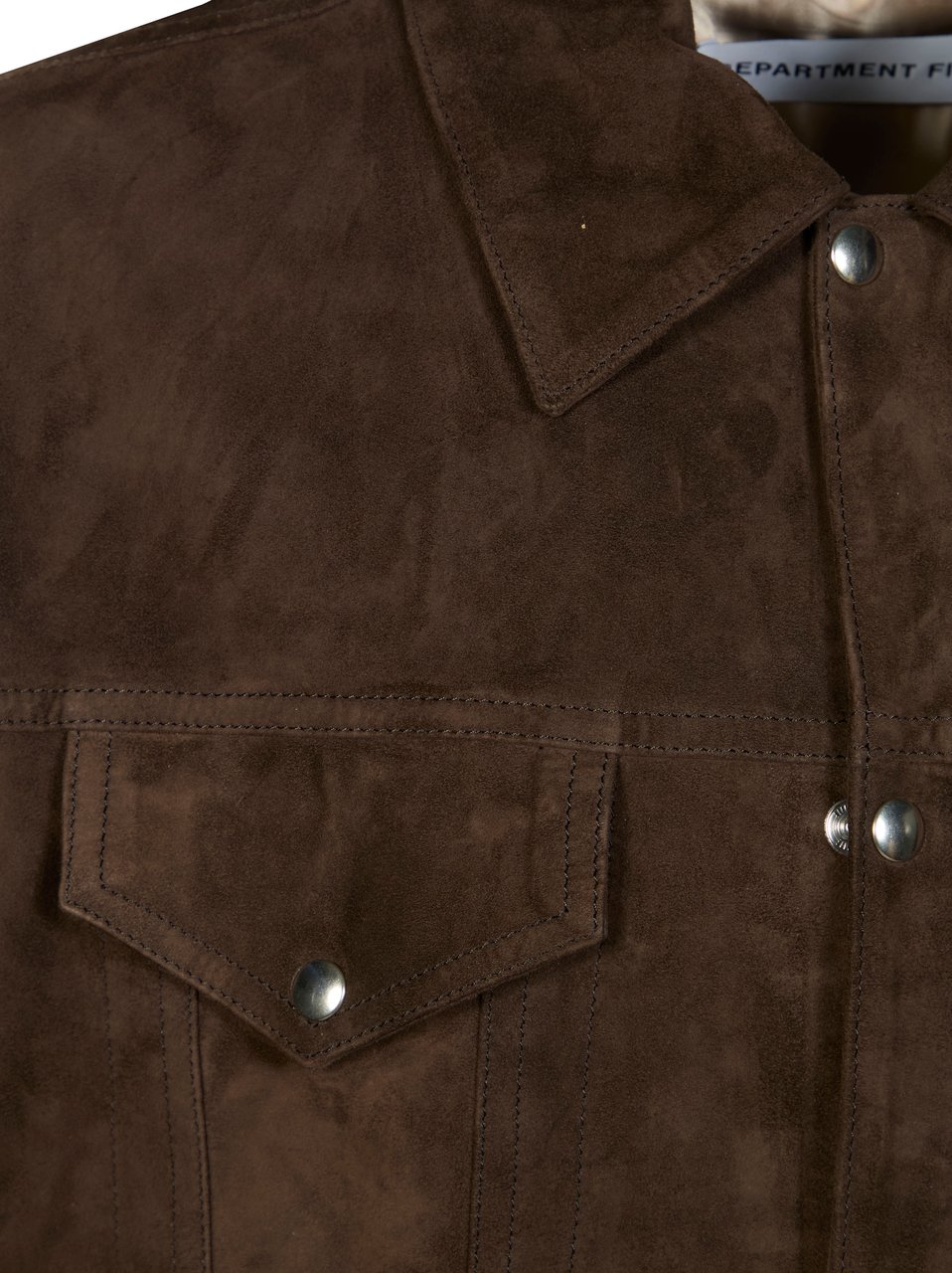 DEPARTMENT5 Brown Suede Boxy Snap Jacket Zwart