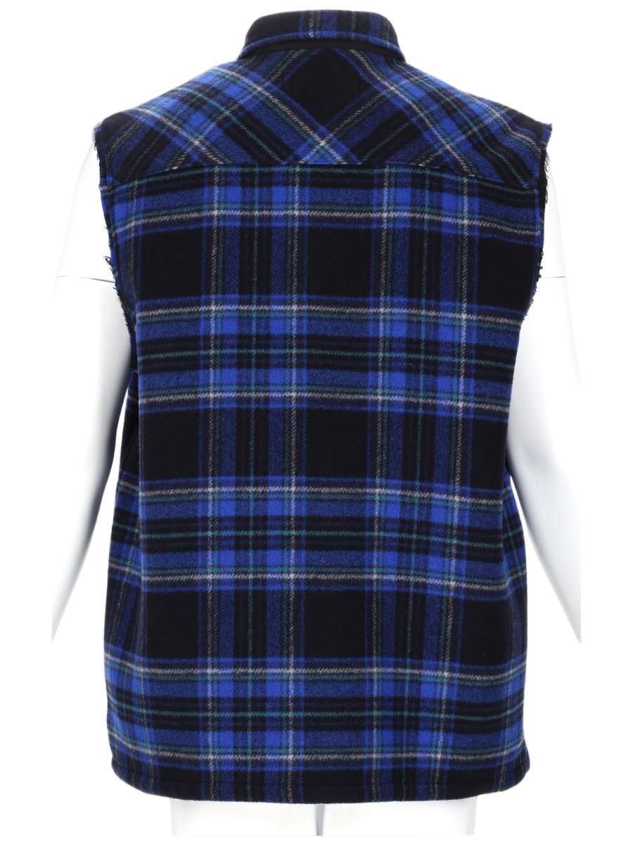 DEPARTMENT5 Sleeveless Plaid Shirt With Button-Down Front And Flap Pockets Blauw