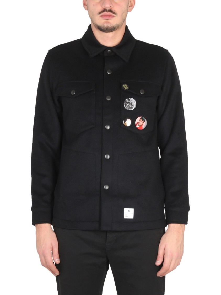 DEPARTMENT5 Structured Black Jacket With Decorative Pins Zwart