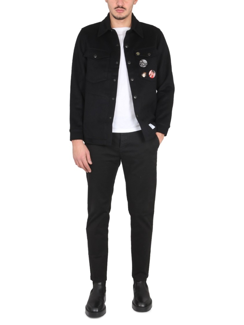 DEPARTMENT5 Structured Black Jacket With Decorative Pins Zwart