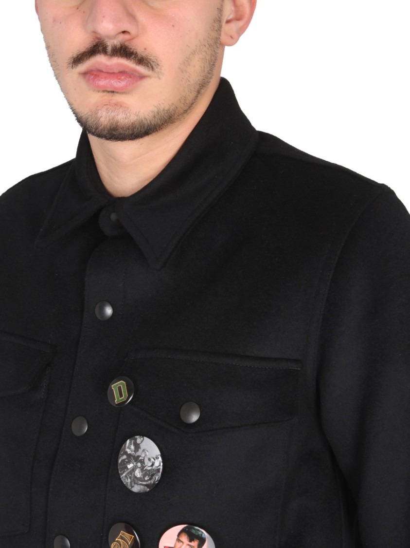 DEPARTMENT5 Structured Black Jacket With Decorative Pins Zwart