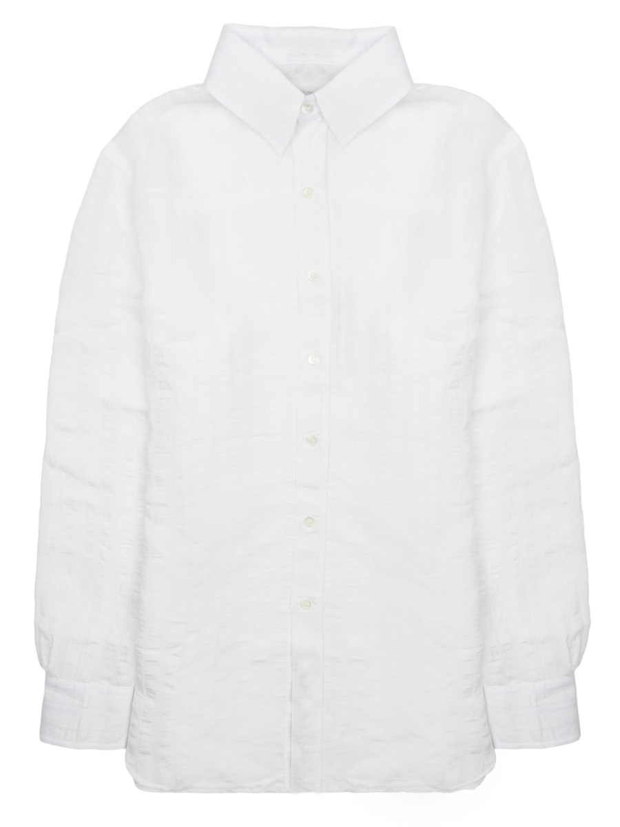 DEPARTMENT5 Structured Collar White Button-Up Shirt with Textured Fabric Wit
