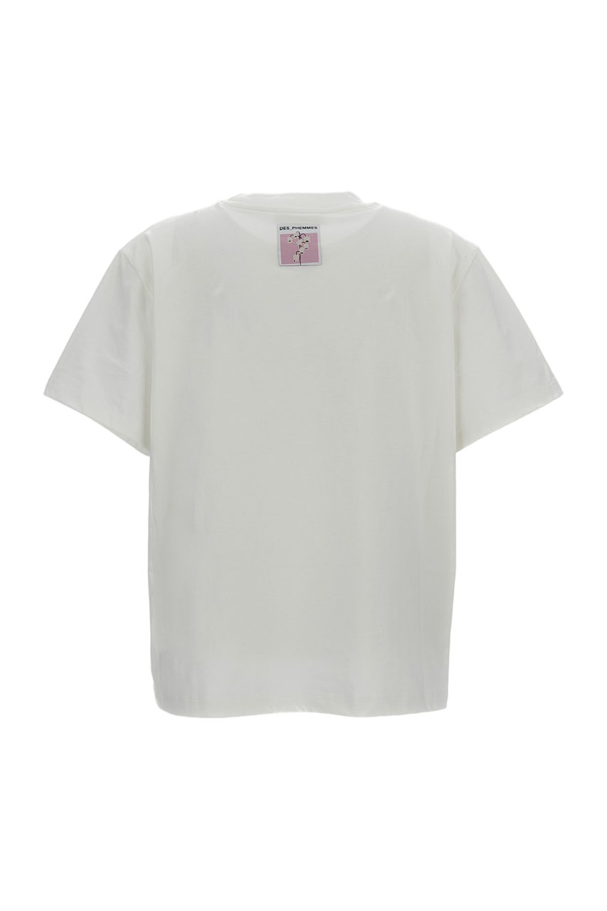 Des Phemmes Crystal and Bead-Embellished Boxy White T-Shirt Wit