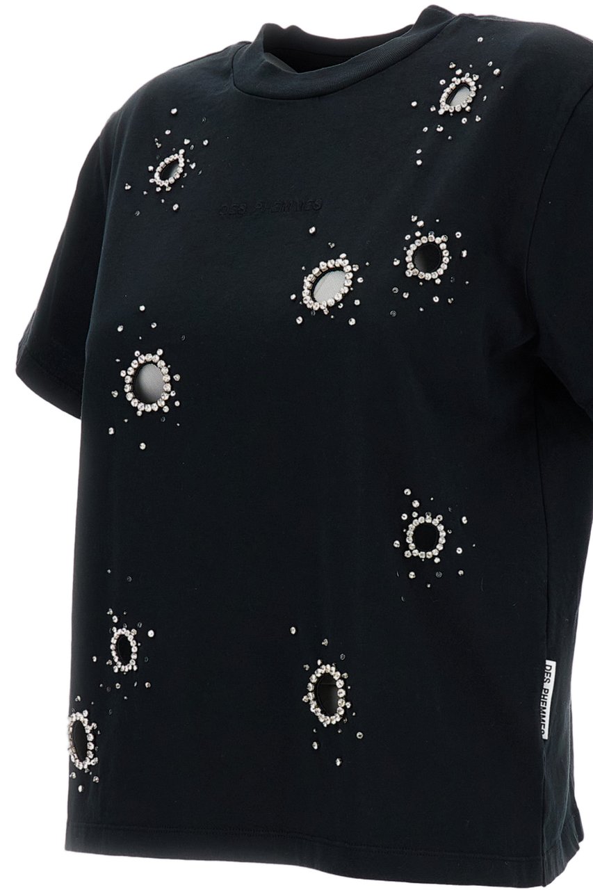 Des Phemmes Boxy Fit Crew Neck T-Shirt Zwart