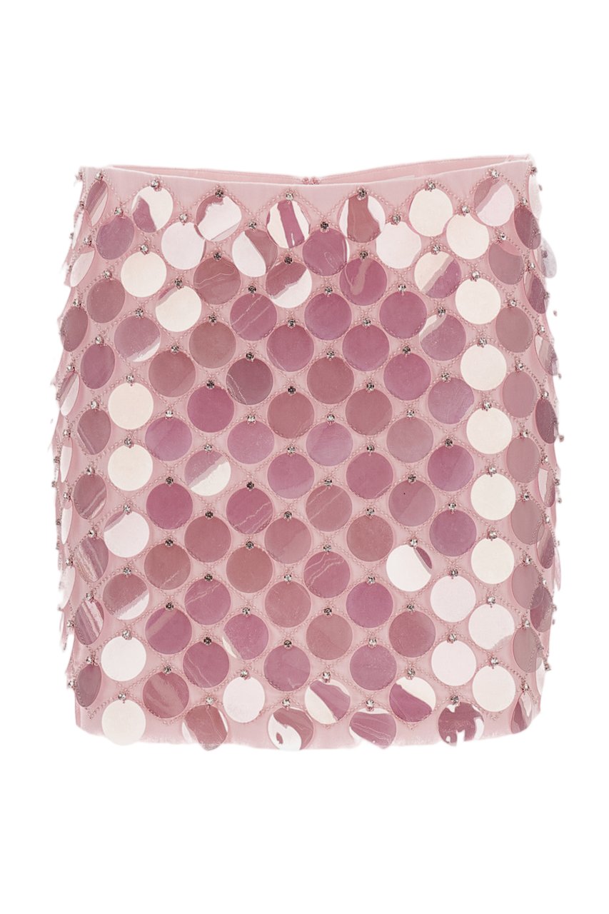 Des Phemmes Rhinestone And Macro Sequin Mini Skirt Roze