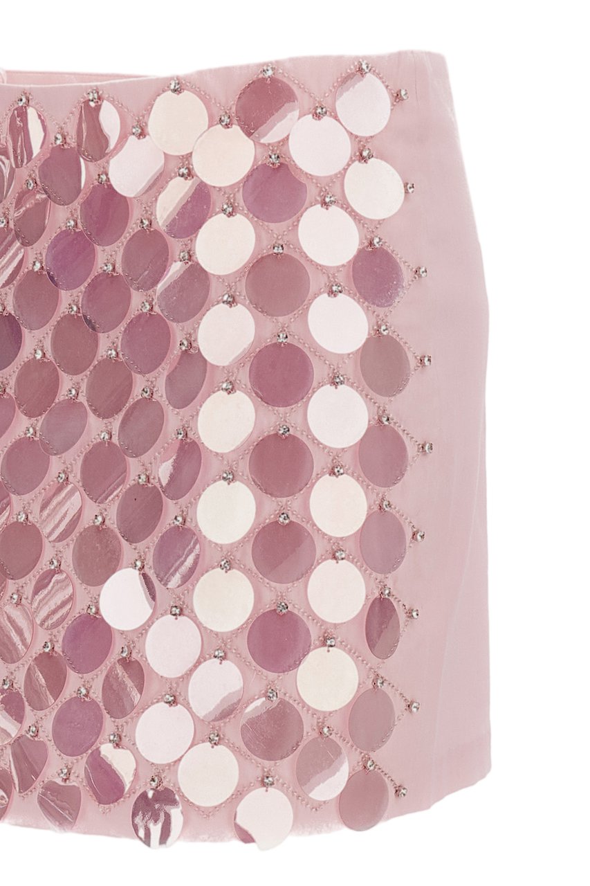 Des Phemmes Rhinestone And Macro Sequin Mini Skirt Roze