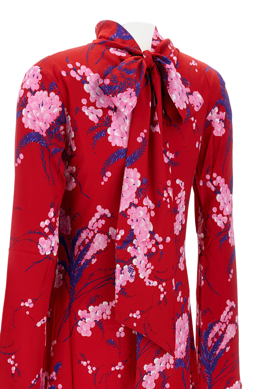 Des Phemmes Floral Print Mini Dress With Back Bow Detail Rood